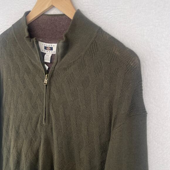 JOSEPH ABBOUD Sweater Mens 2XL Cotton Cashmere 1/4 Zip Pullover Olive Green NEW - Picture 3 of 14